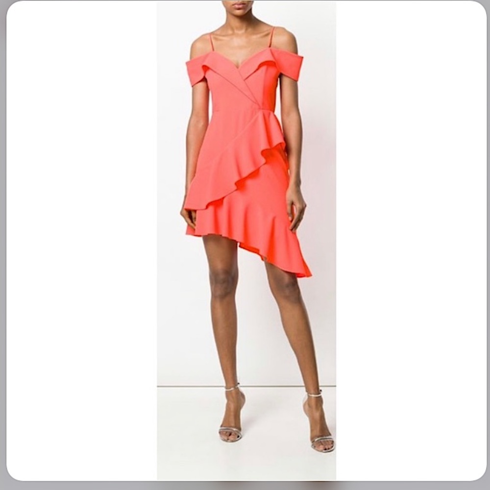 Alice & Olivia Neon Pink Women's Ruffled Sheath Dress, Size 0,